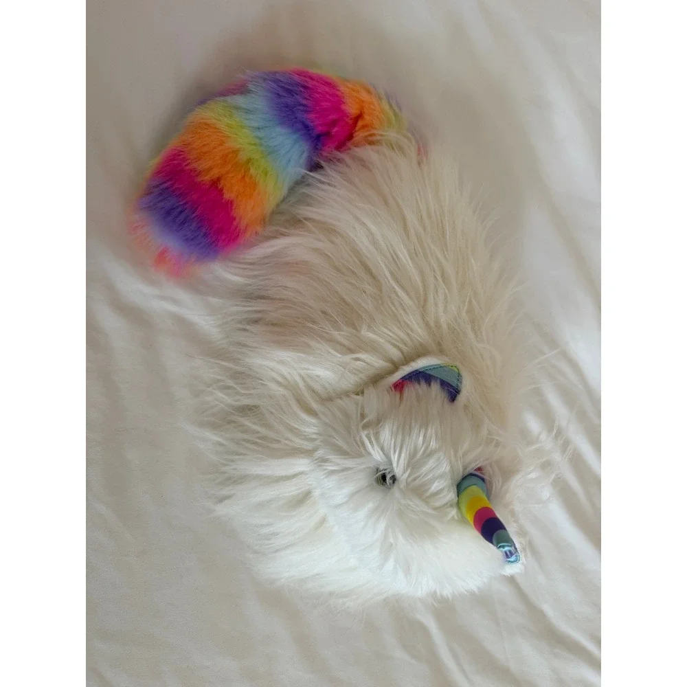 Douglas Ziggy Caticorn Rainbow Fuzzle Plush White Shaggy 16 Inch